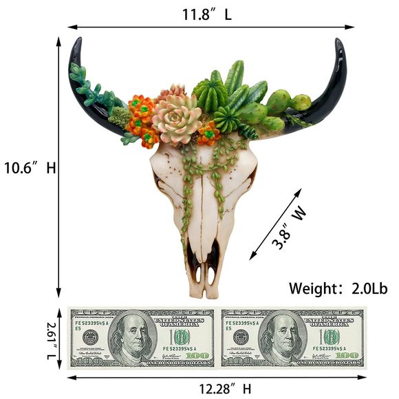 Rustic Western Home Decor - Tribal Wall Decor Western Long Horn Bull Skull🦈 - Picture 6 of 9